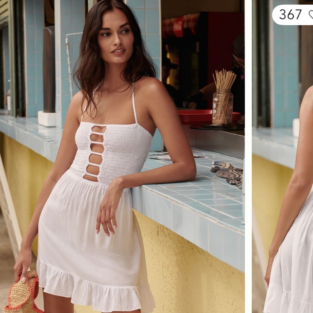 Anthropologie Tiare Hawaii Alexis Backless White Mini Dress Size Medium